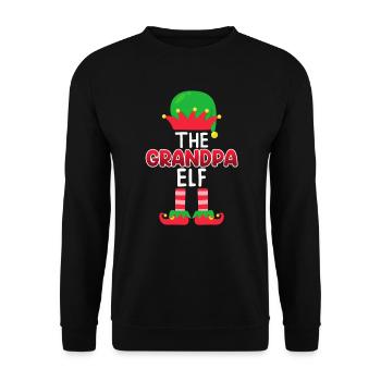 Opa Elfe Grandpa Elf - Unisex Sweatshirt - black - Front - Alina (178cm) & Michal (187cm)
