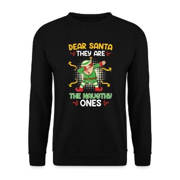 Dear Santa they are the Naughty ones elf costume - Unisex Sweatshirt - black - Front - Alina (178cm) & Michal (187cm)