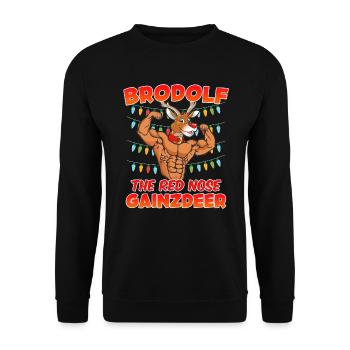 Brodolf the red Nose Gainzdeer Bodbuilder - Unisex Pullover - Schwarz - Vorne - Alina (178cm) & Michal (187cm)