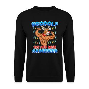 Brodolf the red Nose Gainzdeer Bodbuilder - Unisex Pullover - Schwarz - Vorne - Alina (178cm) & Michal (187cm)