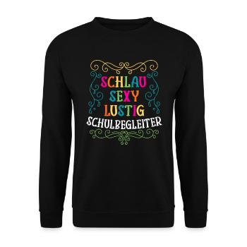 Schlau Sexy Lustiger Schulbegleiter - Unisex Pullover - Schwarz - Vorne - Alina (178cm) & Michal (187cm)