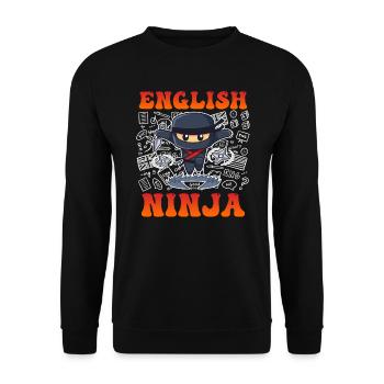 Englischlehrer Ninja ich bin Englisch Lehrer - Unisex Pullover - Schwarz - Vorne - Alina (178cm) & Michal (187cm)