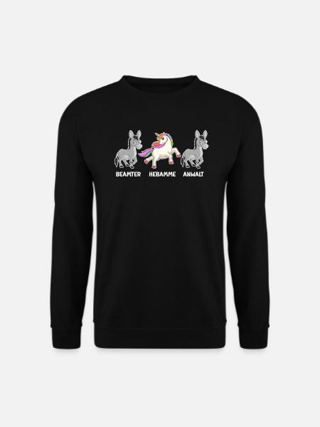 Einhorn Beamter Anwalt ich bin Hebamme - Unisex Pullover - Schwarz