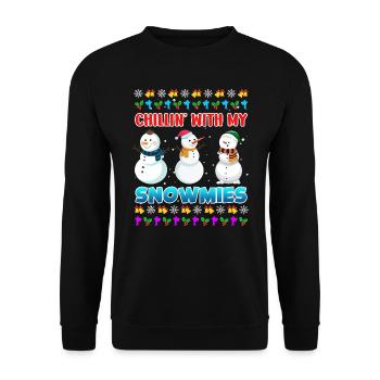 Chillin avec mon bonhomme de neige rigolo Snowmies - Sweat-shirt Unisexe - noir - Devant - Alina (178cm) & Michal (187cm)