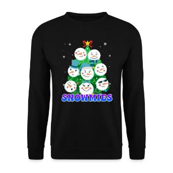 Tannenbaum Snowmies Schneemann - Unisex Pullover - Schwarz - Vorne - Alina (178cm) & Michal (187cm)