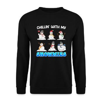 Chill out with my Snowmies Merry Christmas - Unisex Sweatshirt - black - Front - Alina (178cm) & Michal (187cm)