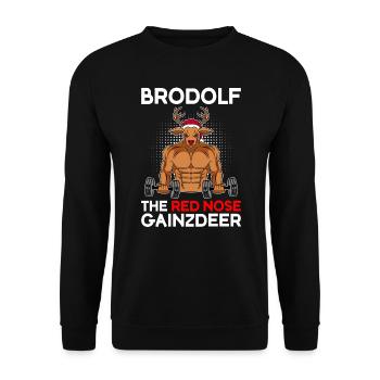 Brodolf the red nose gainzdeer Weihnachten - Unisex Pullover - Schwarz - Vorne - Alina (178cm) & Michal (187cm)