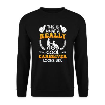 So sieht ein cooler Pfleger aus Altenpfleger - Unisex Pullover - Schwarz - Vorne - Alina (178cm) & Michal (187cm)