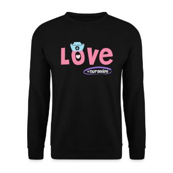 Nurselife Ich liebe meinen Job Krankenschwester - Unisex Pullover - Schwarz - Vorne - Alina (178cm) & Michal (187cm)