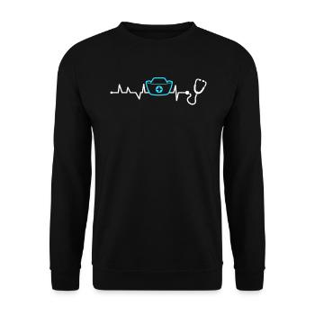 Nurselife Ich liebe meinen Job Krankenschwester - Unisex Pullover - Schwarz - Vorne - Alina (178cm) & Michal (187cm)