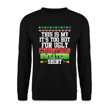 Ugly Christmas warme Weihnachten - Unisex Pullover - Schwarz - Vorne - Alina (178cm) & Michal (187cm)
