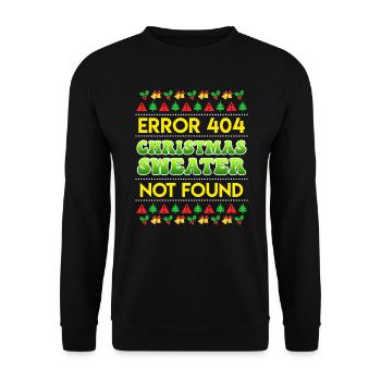 Error Christmas Sweater not found Ugly Christmas - Unisex Pullover - Schwarz - Vorne - Alina (178cm) & Michal (187cm)