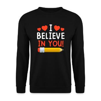 Lehrerin ich glaube an dich Lehrer - Unisex Pullover - Schwarz - Vorne - Alina (178cm) & Michal (187cm)