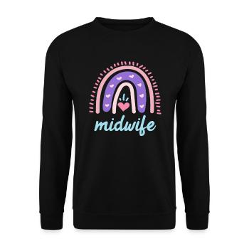 I love children rainbow I am a midwife - Unisex Sweatshirt - black - Front - Alina (178cm) & Michal (187cm)
