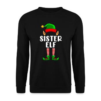 Sister Elf Christmas Family Christmas Elf - Unisex Sweatshirt - black - Front - Alina (178cm) & Michal (187cm)