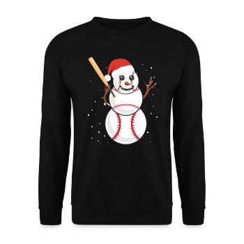 Baseball Schneemann Baseball Spieler Baseballer - Unisex Pullover - Schwarz - Vorne - Alina (178cm) & Michal (187cm)