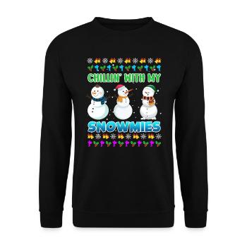 Chillin avec mon bonhomme de neige rigolo Snowmies - Sweat-shirt Unisexe - noir - Devant - Alina (178cm) & Michal (187cm)