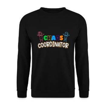 Chaos Koordinator ich arbeite im Kindergarten - Unisex Pullover - Schwarz - Vorne - Alina (178cm) & Michal (187cm)