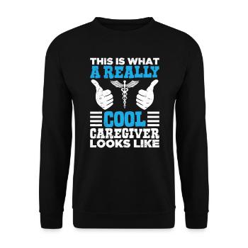 So sieht ein cooler Pfleger aus Altenpfleger - Unisex Pullover - Schwarz - Vorne - Alina (178cm) & Michal (187cm)