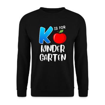 Kinder K stands for kindergarten - Unisex Sweatshirt - black - Front - Alina (178cm) & Michal (187cm)