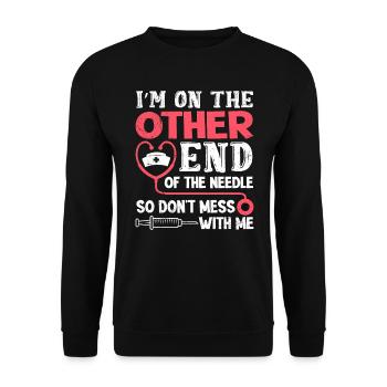 I'm on the other end needle nurse - Unisex Sweatshirt - black - Front - Alina (178cm) & Michal (187cm)