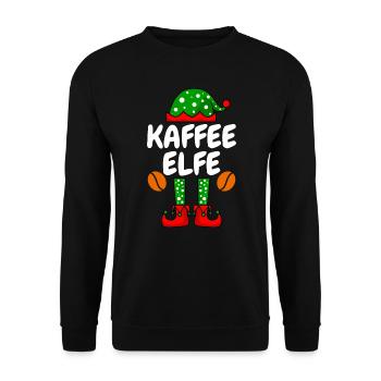 Kaffee Elfe Kaffeetrinker - Unisex Pullover - Schwarz - Vorne - Alina (178cm) & Michal (187cm)