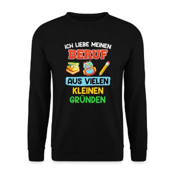Kindergarten Ich liebe meinen Beruf Erzieherin - Unisex Pullover - Schwarz - Vorne - Alina (178cm) & Michal (187cm)