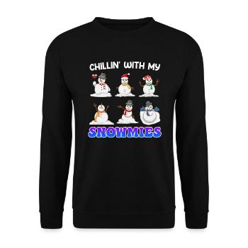 Chill out with my Snowmies Merry Christmas - Unisex Sweatshirt - black - Front - Alina (178cm) & Michal (187cm)