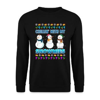 Chillin avec mon bonhomme de neige rigolo Snowmies - Sweat-shirt Unisexe - noir - Devant - Alina (178cm) & Michal (187cm)