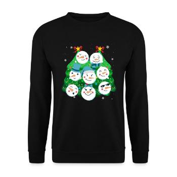 Tannenbaum Snowmies Schneemann - Unisex Pullover - Schwarz - Vorne - Alina (178cm) & Michal (187cm)