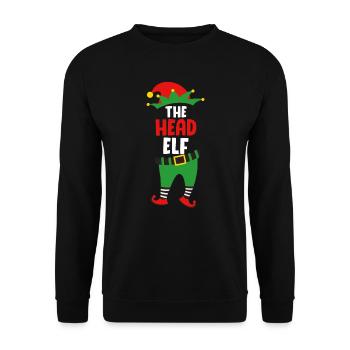 The head Elf Boss Elfe Papa Weihnachten - Unisex Pullover - Schwarz - Vorne - Alina (178cm) & Michal (187cm)