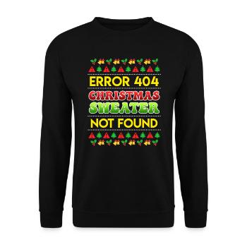 Error Christmas Sweater not found Ugly Christmas - Unisex Pullover - Schwarz - Vorne - Alina (178cm) & Michal (187cm)