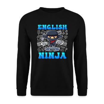 Englischlehrer Ninja ich bin Englisch Lehrer - Unisex Pullover - Schwarz - Vorne - Alina (178cm) & Michal (187cm)
