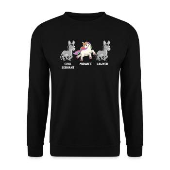 Unicorn Civil servant lawyer I am a midwife - Unisex Sweatshirt - black - Front - Alina (178cm) & Michal (187cm)