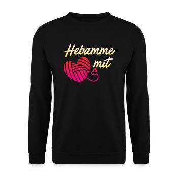 Ich bin eine Hebamme mit Herz Hebamme - Unisex Pullover - Schwarz - Vorne - Alina (178cm) & Michal (187cm)