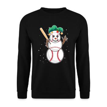 Baseball Schneemann Baseball Spieler Baseballer - Unisex Pullover - Schwarz - Vorne - Alina (178cm) & Michal (187cm)