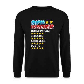 Definition eines Super Erzieher - Unisex Pullover - Schwarz - Vorne - Alina (178cm) & Michal (187cm)
