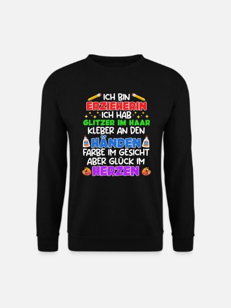 Glitzer in Haaren Klebe an den Händen Erzieherin - Unisex Pullover - Schwarz