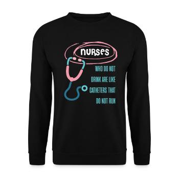 Katheter laufen nur beim saufen Krankenschwester - Unisex Pullover - Schwarz - Vorne - Alina (178cm) & Michal (187cm)