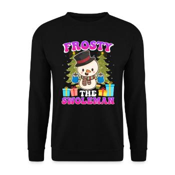 Frosty the Swoleman Snowman Weight Training - Unisex Sweatshirt - black - Front - Alina (178cm) & Michal (187cm)