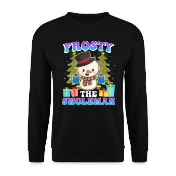 Frosty the Swoleman Schneemann Kraftsport - Unisex Pullover - Schwarz - Vorne - Alina (178cm) & Michal (187cm)