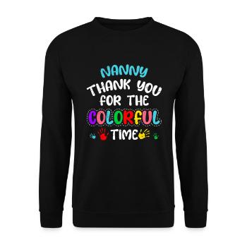 Vielen Dank für die bunte Zeit Danke Tagesmutter - Unisex Pullover - Schwarz - Vorne - Alina (178cm) & Michal (187cm)