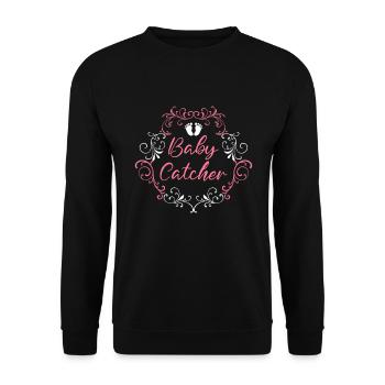 Doula I am the baby catcher midwife - Unisex Sweatshirt - black - Front - Alina (178cm) & Michal (187cm)