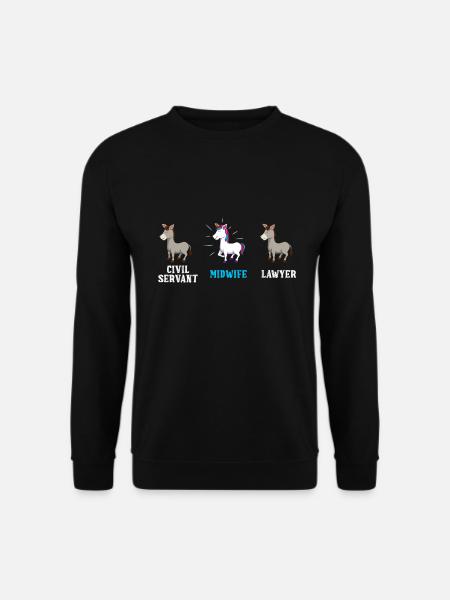 Einhorn Beamter Anwalt Hebamme - Unisex Pullover - Schwarz