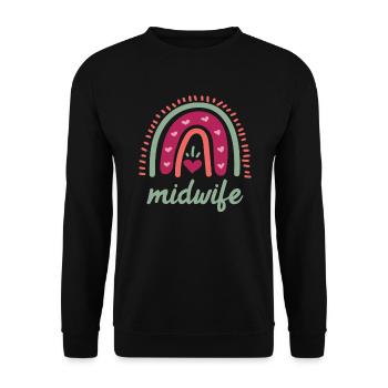 I love children rainbow I am a midwife - Unisex Sweatshirt - black - Front - Alina (178cm) & Michal (187cm)