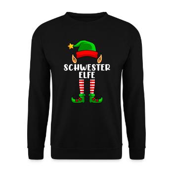 Schwester Elfe Weihnachten Familien Weihnacht Elf - Unisex Pullover - Schwarz - Vorne - Alina (178cm) & Michal (187cm)