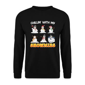 Chill out with my Snowmies Merry Christmas - Unisex Sweatshirt - black - Front - Alina (178cm) & Michal (187cm)