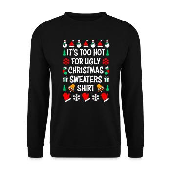 Zu heiß fr Ugly Christmas Sweater - Unisex Pullover - Schwarz - Vorne - Alina (178cm) & Michal (187cm)