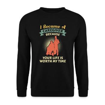 Votre vie est importante pour moi Je suis infirmière gériatrique - Sweat-shirt Unisexe - noir - Devant - Alina (178cm) & Michal (187cm)