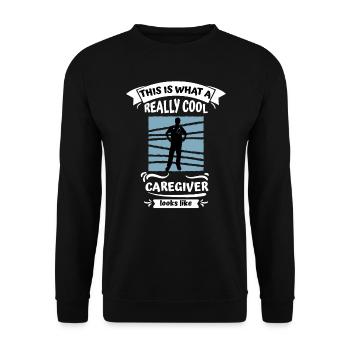 So sieht ein cooler Pfleger aus Altenpfleger - Unisex Pullover - Schwarz - Vorne - Alina (178cm) & Michal (187cm)